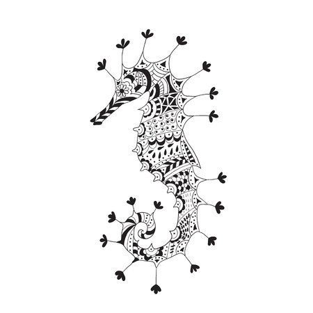 Stylized silhouette of a sea horse on a light background.のイラスト素材