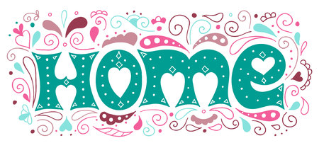 Hand drawn illustration with lettering Home and decoration. Card.のイラスト素材