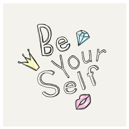 Be yourself - hand lettering inscription text, motivation and positive quote, vector illustration.のイラスト素材