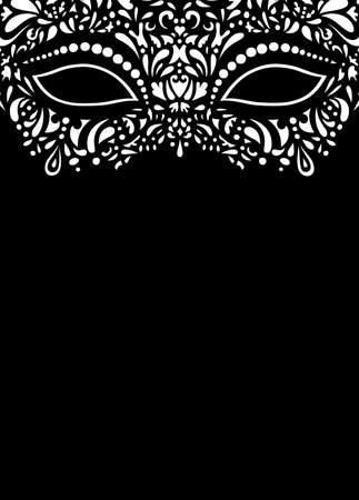 White lace mask Vector illustration. Party invitation, poster, flyer, postcard.のイラスト素材