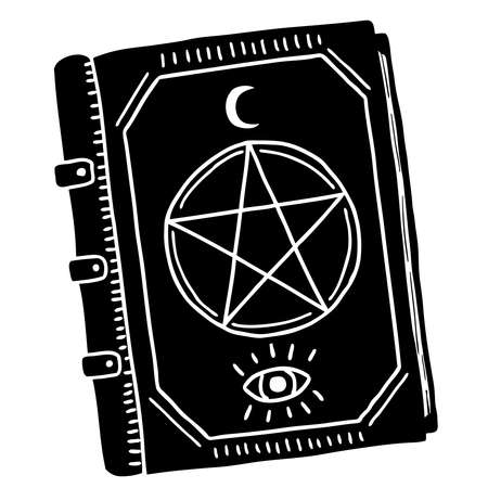A book of divination, spells, and predictions. The Black Book of Divination.のイラスト素材