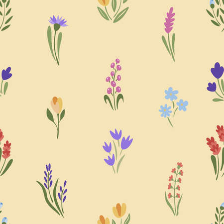Seamless floral pattern. Abstract flowers, bouquets of flowers. Vector illustration.のイラスト素材