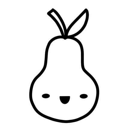 Kawaii pear vector linear illustrationのイラスト素材