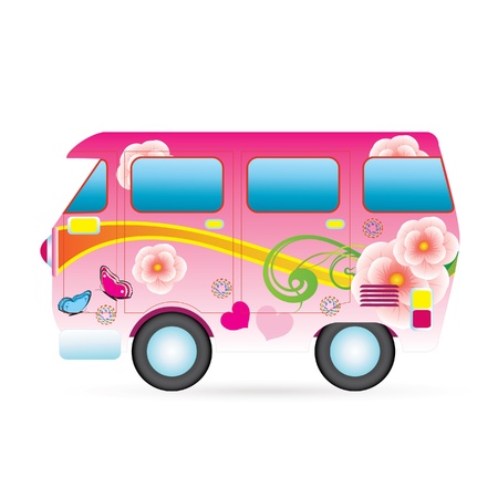 Colorful piece van illustration Technology and Ecological Transportのイラスト素材