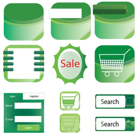 vector Web elements collection 1 with green color のイラスト素材