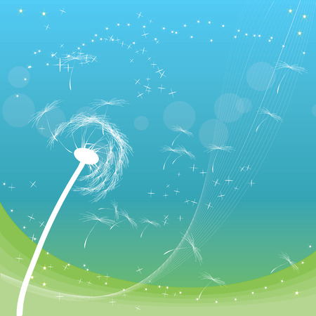 Vector of spring background with dandelions.のイラスト素材