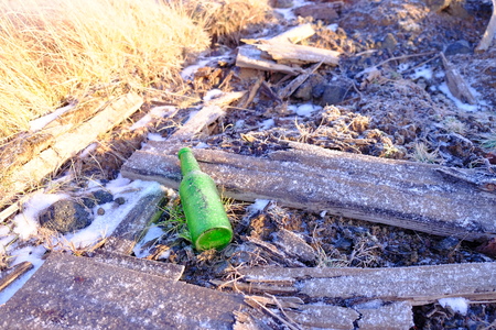 old green bottleの写真素材
