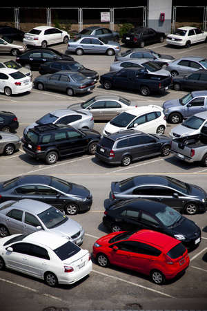 red car in the carparkのeditorial素材