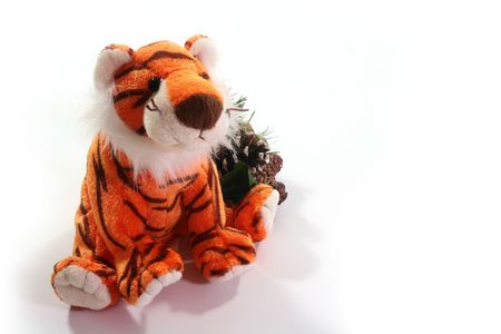 Soft toy a tiger - a symbol of 2010 on east calendar.の写真素材