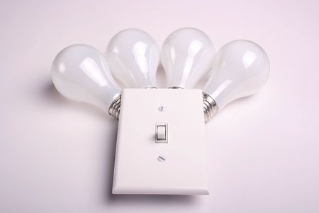 Four matte electric bulbs broadside for use of the house and on manufacture.の写真素材