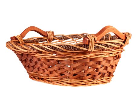 Empty basket for fruit with decorative wooden handles.の写真素材