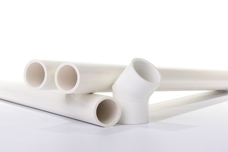 Plastic connector and pipes for water works.の写真素材