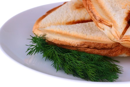 The close up of bread of which is made a sandwich in a roaster.の写真素材