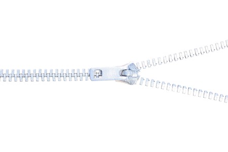 The fastener is used in a clothing industry and by manufacture of bags, a background white.の写真素材