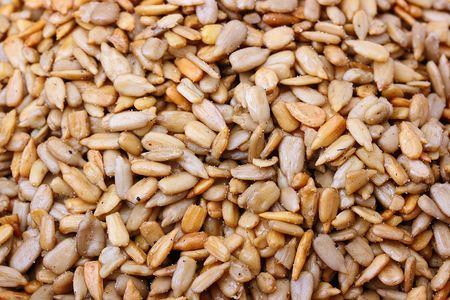 Sunflower seeds cleaned off from a shell, fried with salt.の写真素材