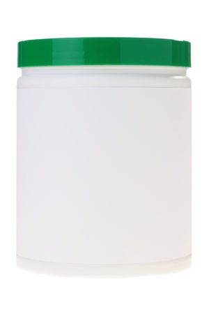 The plastic container with a green cover for storage and transportation of food additives, a protein etc.の写真素材