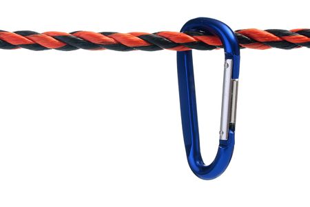 Steel industrial carbine fixed on a rope.の写真素材