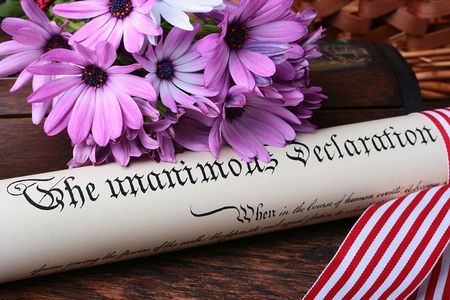 The declaration of the Congress of the United States of America on independence, bouquet of colours.