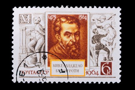 Russia - CIRCA 1964: A stamp is printed in Russia, Michelangelo, let out CIRCA in 1964.の写真素材