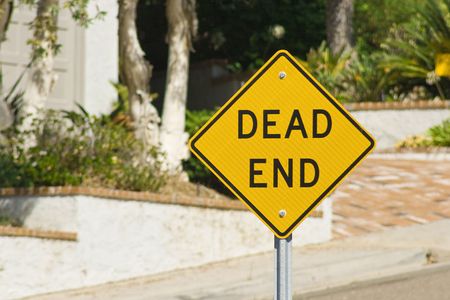 Dead end sign on a residential street.の写真素材