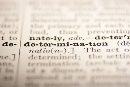 Word determination from the old dictionary, a close up.の写真素材