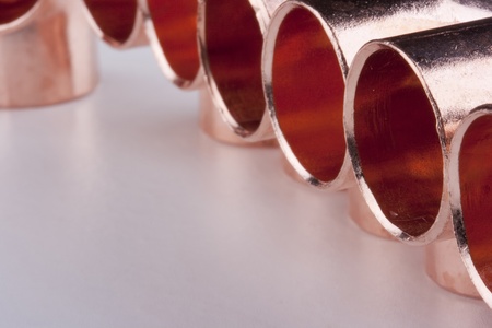 Copper accessories designed for mounting the water distribution system.の写真素材