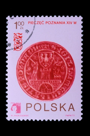 Poland - CIRCA 1973: A stamp is printed in Poland, Poznan, let out CIRCA in 1973.の写真素材