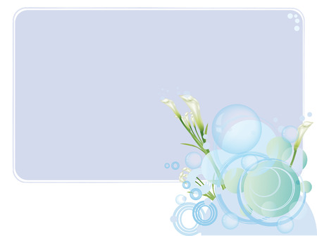 Romantic background in blue tones with calla lilies and bubbles.のイラスト素材