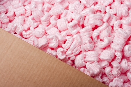 Foam filler to seal the parcels in transit.の写真素材