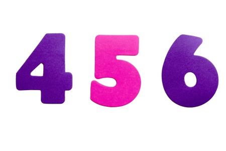 A set of number 456 in the form of stickers on a white background.の写真素材