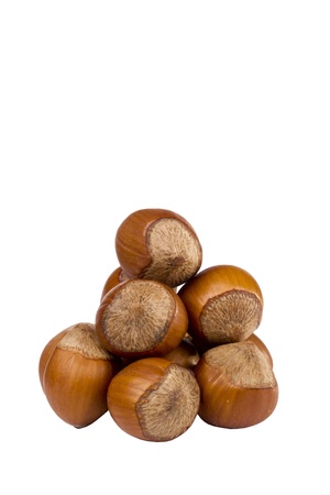 Pile of hazelnuts isolated on a white background.の写真素材