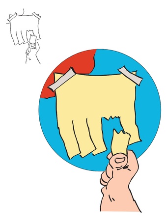 A sheet of paper as a basis for ad with tear-off place for the phoneのイラスト素材