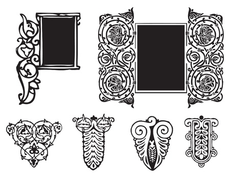 Ornament in the Gothic style with the possibility of placing caps.のイラスト素材
