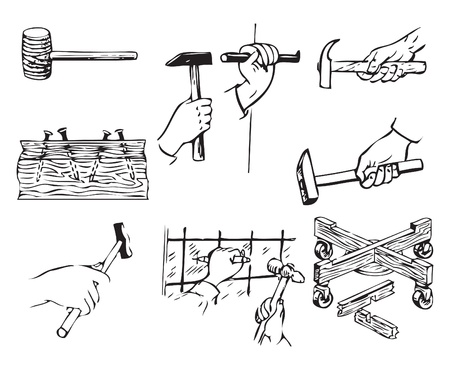 Tools related to work with hammers.のイラスト素材