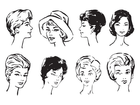 Women's faces in middle age. Vector illustration of a format EPS.のイラスト素材