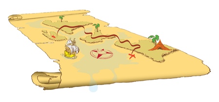 Abstract map located in the projection and stylized ancient scroll. Vector illustration of a format EPS.のイラスト素材