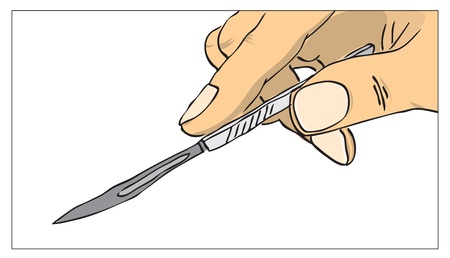 Figure arm that holds a surgical scalpel.のイラスト素材