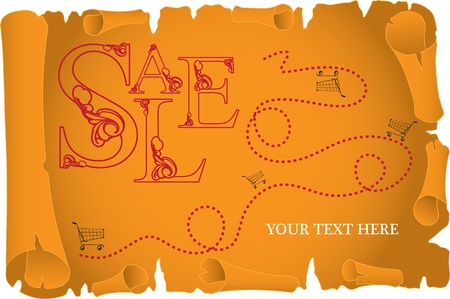 Vector illustration on sale in the form of an ancient scroll.のイラスト素材