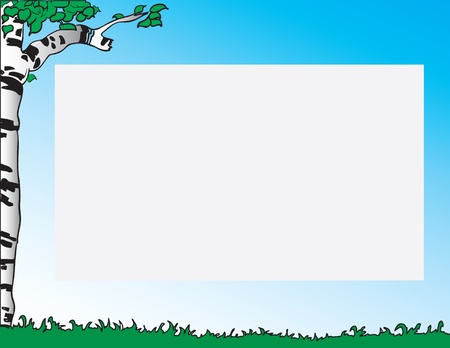 Background with birch and grass. Vector illustration.のイラスト素材