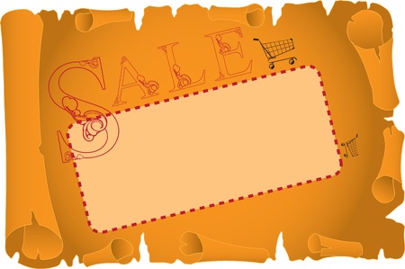 Card for sale on an old scroll. Vector illustrationのイラスト素材
