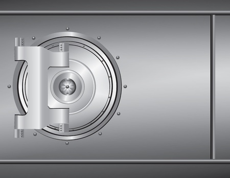 Closed circular steel bank vault door. Vector illustration.のイラスト素材