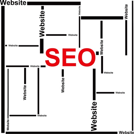 Creativity on SEO. Consolidation and promotion of sites on the Internet. Vector illyustatsiya.のイラスト素材