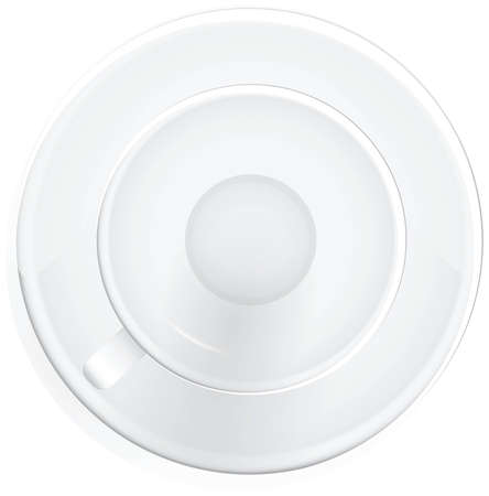 Blank white ceramic cup on the saucer. illustration.のイラスト素材