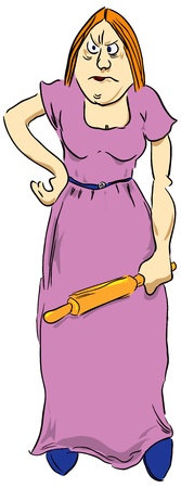 Wicked Woman with a rolling pin illustration.のイラスト素材