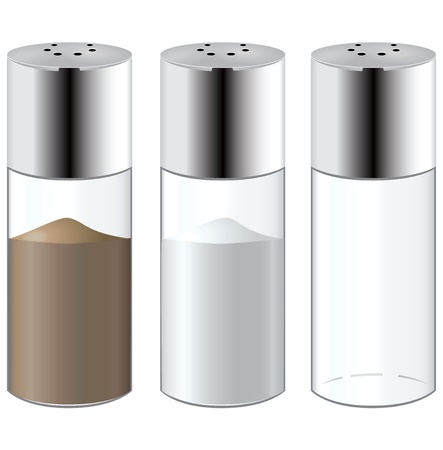 Set spices with pepper, salt and empty containerのイラスト素材