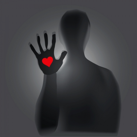 Heart in hand, a mystical figure. Vector illustration.のイラスト素材
