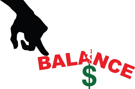 Imbalance in finances. Creative with the dollar. Vector illustration.のイラスト素材