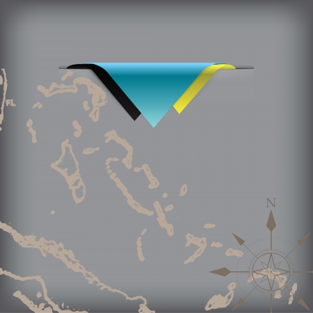 The colors of the flag state Bahamas with a map and the wind roseのイラスト素材