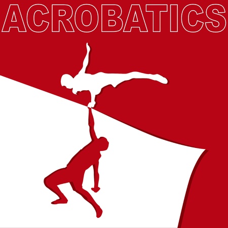 Applique on acrobatics with two athletesのイラスト素材