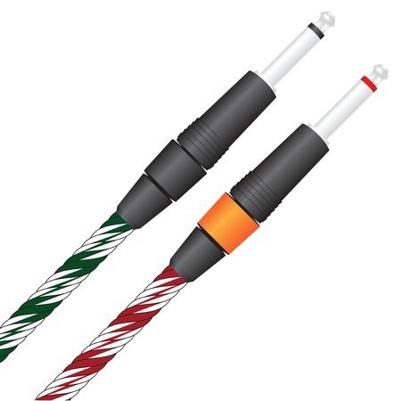 Cable for connecting musical instruments in a fabric cover. Vector illustration.のイラスト素材